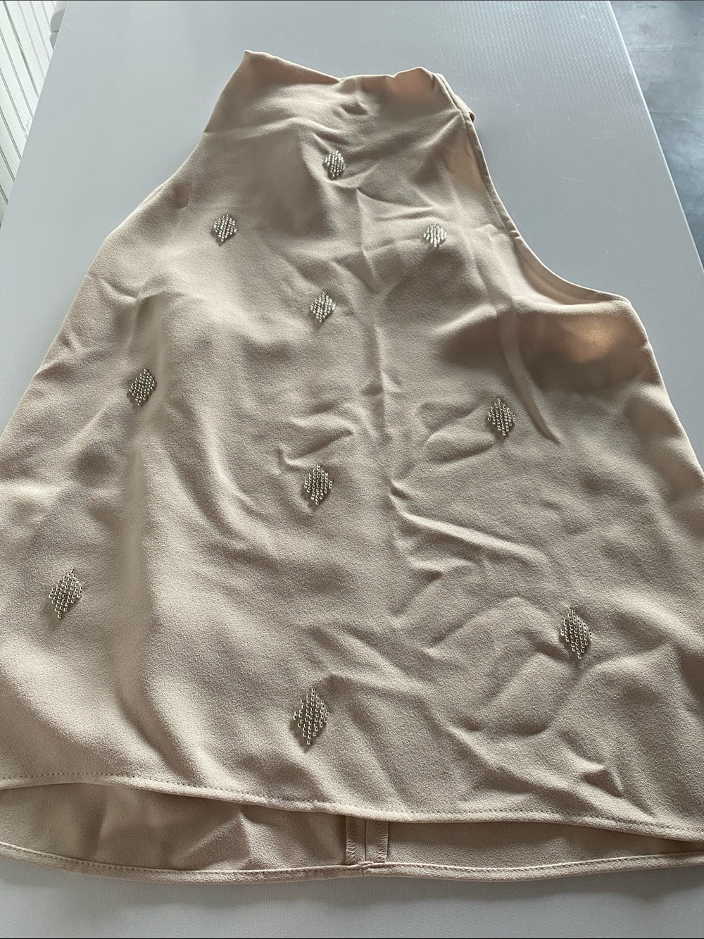 Zara Light Beige Women's Top. Beaded detail. Size medium. NWT.